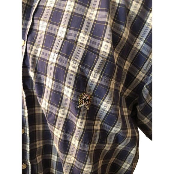 Cinch blue and white shirt sleeve cotton plaid button up shirt - Picture 3 of 11